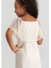 Cape Sleeves Ivory Lace Tea Length Flower Girl Dress